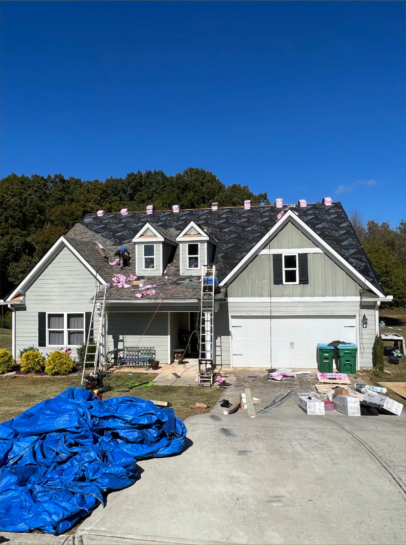 RID-ICK roof replacement installation in progress on a Northeast Georgia home