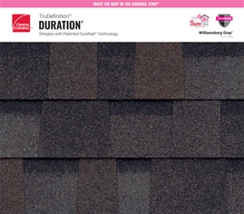 TruDefinition® Duration® Williamsburg Gray shingle texture