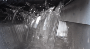 RainDrop gutter guard accepting heavy roof water into the gutter