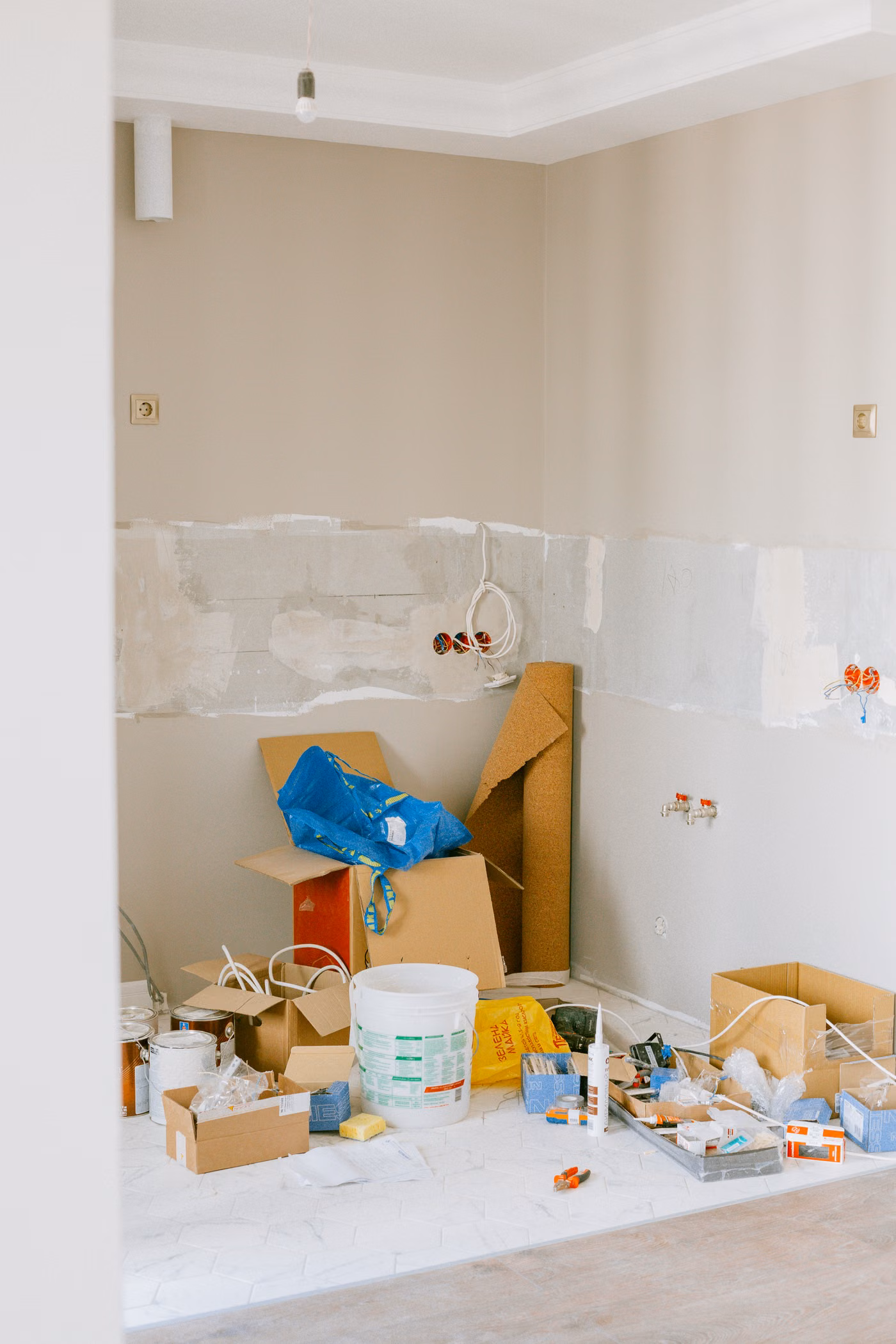 Residential room undergoing repair and renovation